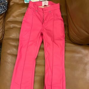 Revice leather pink Venus flare pants